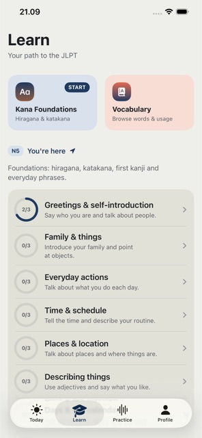 Learn tab screenshot
